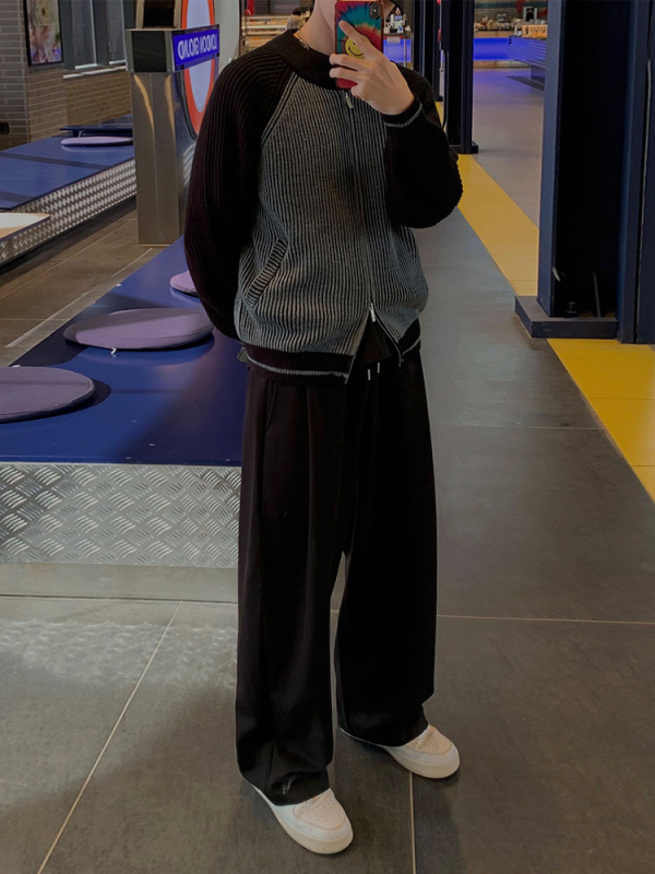 MYQ muške casual hlače s ravnim krojem i blagim padajućim dojmom, jesensko-zimski stil, korejski stil