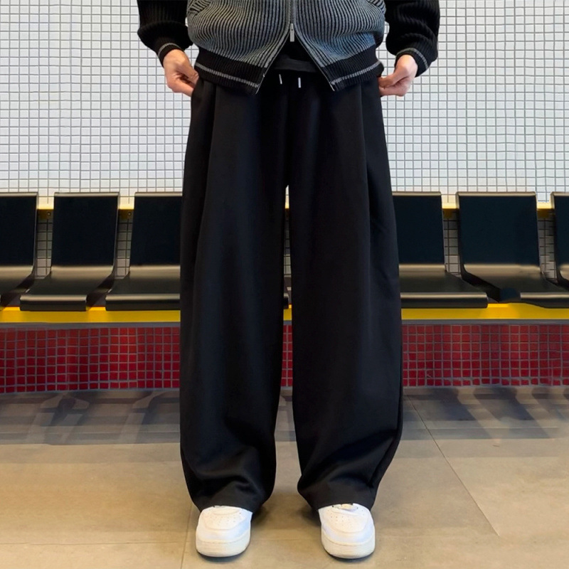 MYQ muške casual hlače s ravnim krojem i blagim padajućim dojmom, jesensko-zimski stil, korejski stil