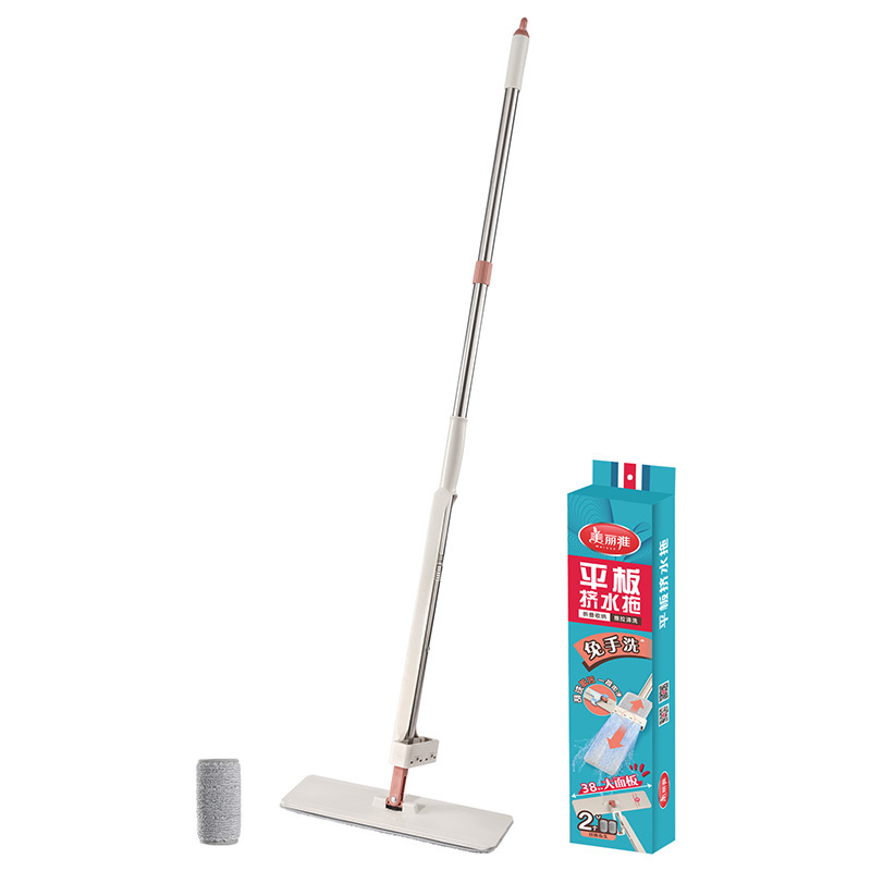 Ravan mop s odvlačenjem vode, velik podni mop, bez korištenja ruku, za drvene podove