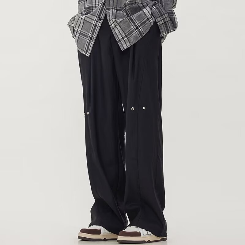 Unisex High Street Retro, χαλαρά παντελόνια με φαρδιά γραμμή, καλοκαιρινά, καθημερινά