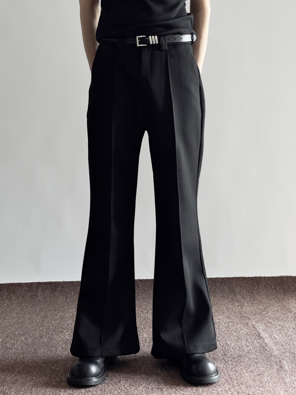 Unisex μαύρα παντελόνια με drape και ελαφρώς φαρδιά γραμμή, άνοιξη-φθινόπωρο, καθημερινά άνετα