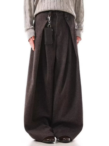 Hlače za muškarce u Old Money stilu s uzorkom Houndstooth, plisirane, s drapiranjem, otporne na nabor, blago široke, ravna nogavica, poslovni casual