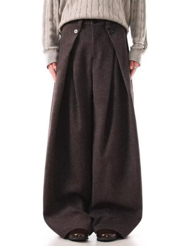 Hlače za muškarce u Old Money stilu s uzorkom Houndstooth, plisirane, s drapiranjem, otporne na nabor, blago široke, ravna nogavica, poslovni casual