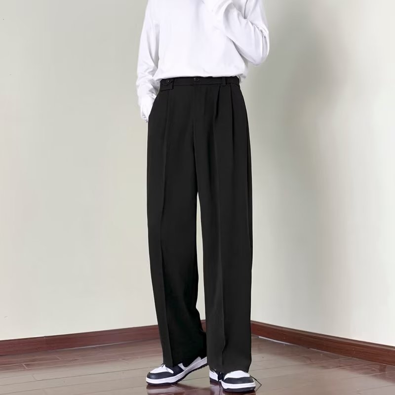 Muške smeđe hlače sa širokim krojem, japanski vintage stil, drapirane do poda, svestran korejski stil, opuštena ravna kroja
