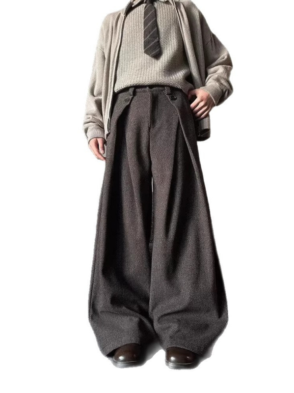 Muške hlače u uzorku haunstooth, plisirane u A-liniji, s drape efektom, otporne na nabore, blago široke nogavice, poslovno casual stil