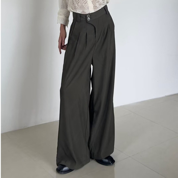 Muške hlače s dvostrukim plisiranjem, širokih nogavica, ravni kroj, visoki struk, duljina do poda, inspirirane japanskim stilom, casual, novi kineski stil.