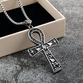 Unisex ogrlica od nehrđajućeg čelika s Ankh križem, egipatski motiv, ulični retro stil
