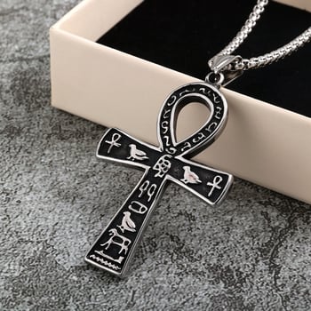 Unisex ogrlica od nehrđajućeg čelika s Ankh križem, egipatski motiv, ulični retro stil