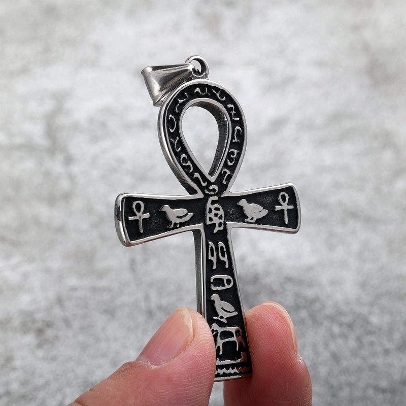 Unisex ogrlica od nehrđajućeg čelika s Ankh križem, egipatski motiv, ulični retro stil