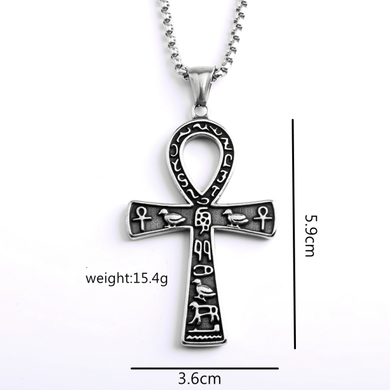 Unisex ogrlica od nehrđajućeg čelika s Ankh križem, egipatski motiv, ulični retro stil