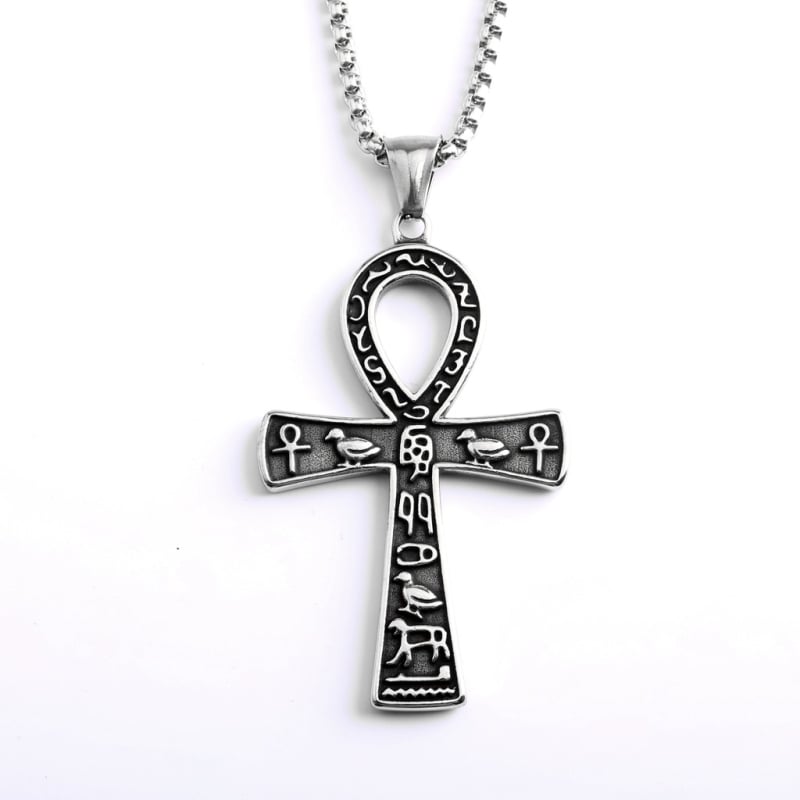 Unisex ogrlica od nehrđajućeg čelika s Ankh križem, egipatski motiv, ulični retro stil