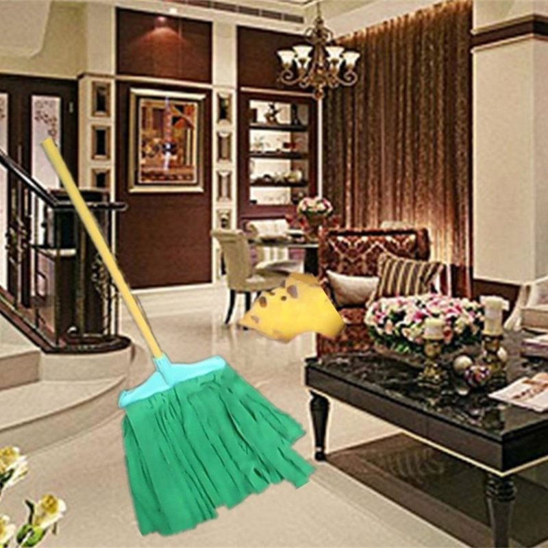 Mikrovlaknasti Chenille mop s nehrđajućom čeličnom šipkom, drvenim držalom i plastičnom glavom za metlu