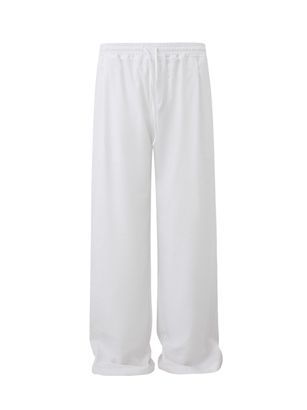 MYQ muške lanene casual hlače ravnog kroja, proljeće, opuštene široke nogavice, dugačke, korejski stil