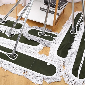 Fancy plosnati mop s nehrđajućom čeličnom šipkom, upijajuća spužva, duljine 40–110 cm, plavi klip, kompletan set s debelim zamjenskim glavama (plava/zelena)