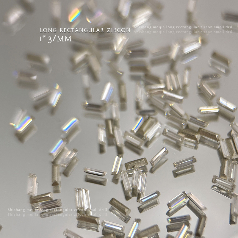 Ζιρκόν διακοσμητικά για τέχνη νυχιών, 1×3 λεπτές λωρίδες με μυτερή βάση και ανάστροφο άκρο, αντανακλαστική λωρίδα, Σειρά Princess
