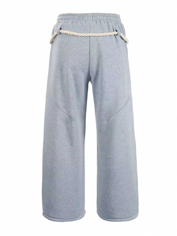 Pantaloni casual pentru bărbați, cu șnur, căptușiți cu fleece, croială lejeră, drepti, largi, de iarnă