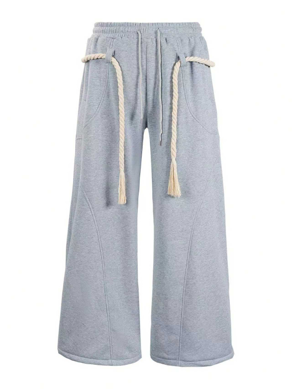 Pantaloni casual pentru bărbați, cu șnur, căptușiți cu fleece, croială lejeră, drepti, largi, de iarnă