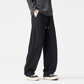 Ανδρικά παντελόνια για σπορ και casual με patchwork σχέδιο, ίσια γραμμή, ελαστική μέση, χειμερινή σεζόν