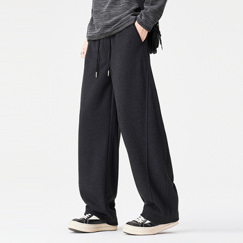 Ανδρικά παντελόνια για σπορ και casual με patchwork σχέδιο, ίσια γραμμή, ελαστική μέση, χειμερινή σεζόν