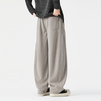 Ανδρικά παντελόνια για σπορ και casual με patchwork σχέδιο, ίσια γραμμή, ελαστική μέση, χειμερινή σεζόν