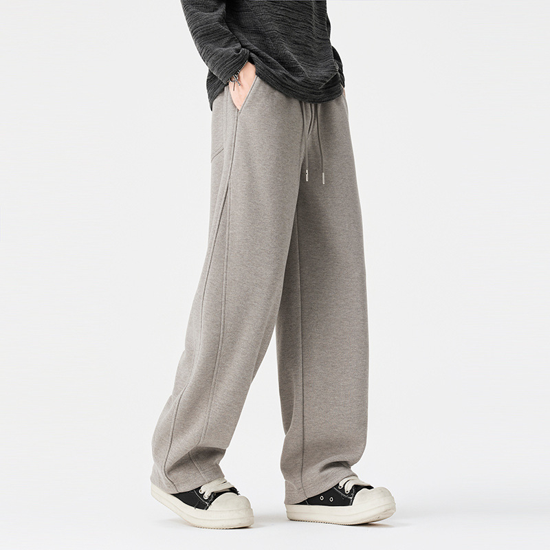 Ανδρικά παντελόνια για σπορ και casual με patchwork σχέδιο, ίσια γραμμή, ελαστική μέση, χειμερινή σεζόν
