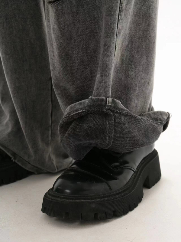 Muške trenirke od pamuka terry s prorezima, slobodan kroj, ravne nogavice, svakodnevni sportski stil