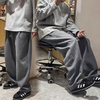 Muške casual hlače ravnog kroja s flis podstavom, deblje, svestrane, novi muškarac stil, opušten izgled, jesensko-zimske jednobojne sportske hlače