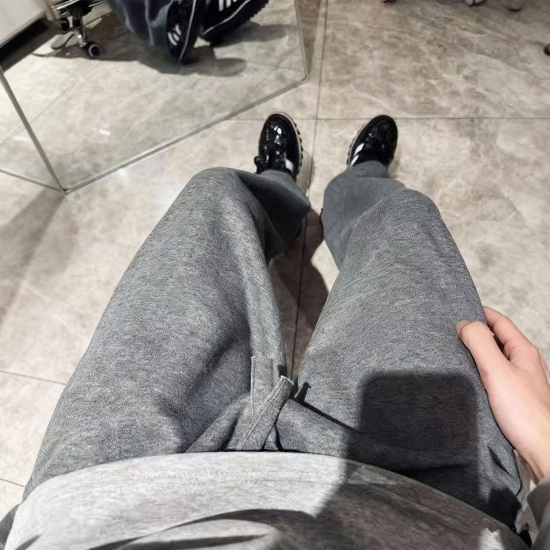 Muške casual hlače ravnog kroja s flis podstavom, deblje, svestrane, novi muškarac stil, opušten izgled, jesensko-zimske jednobojne sportske hlače