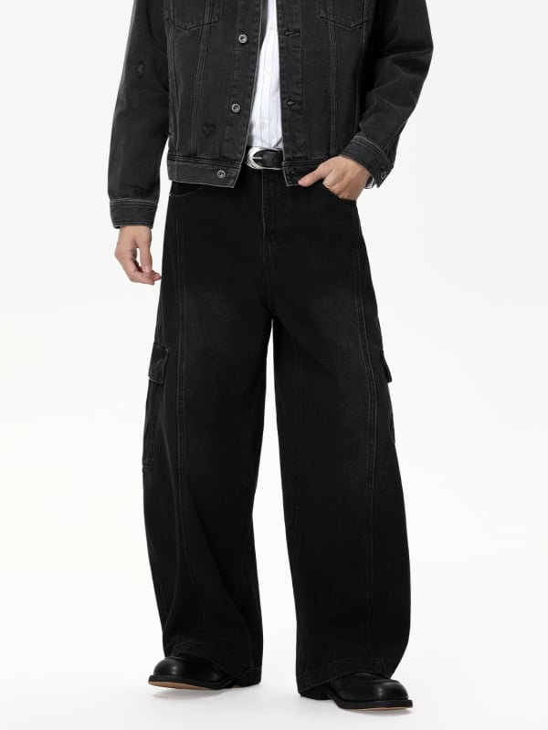 MTL CLOTHES Muške denim cargo hlače s širokim krojem i velikim džepovima, svakodnevno nošenje
