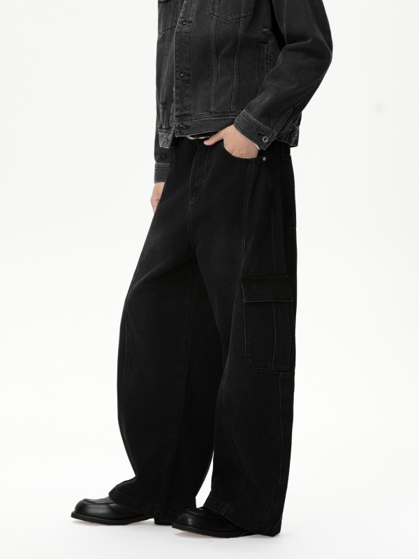 MTL CLOTHES Muške denim cargo hlače s širokim krojem i velikim džepovima, svakodnevno nošenje