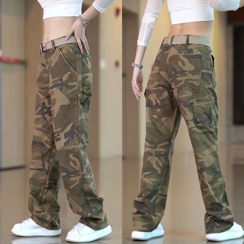 Muške outdoor kamuflažne cargo hlače, jesen-zima, američki casual stil, široke ravne hlače