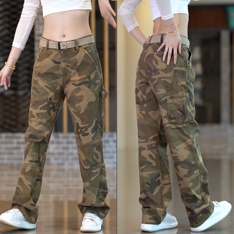 Muške outdoor kamuflažne cargo hlače, jesen-zima, američki casual stil, široke ravne hlače