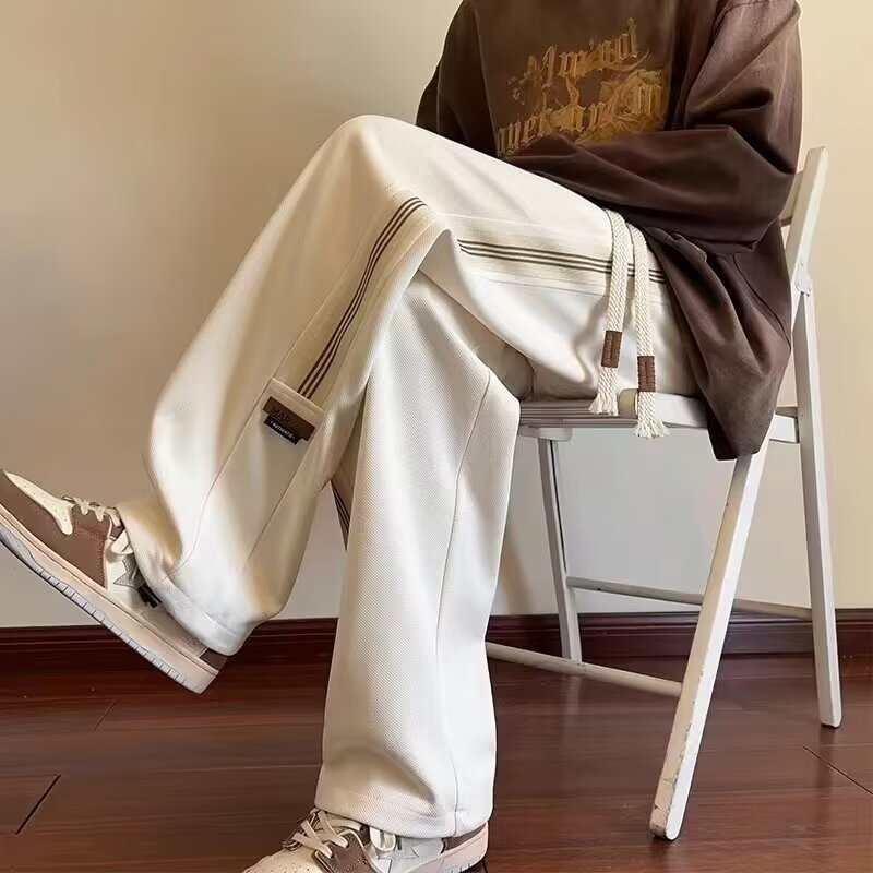 Muške hlače za trening s flis podstavom, ravni kroj, zimske, casual sportske hlače