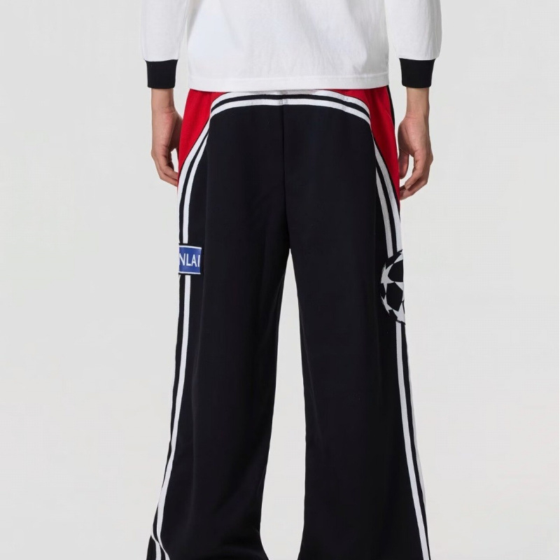 Muške jesenske hlače širokog kroja s flis podlogom, opušten casual stil, duge sportske hlače, elastične.