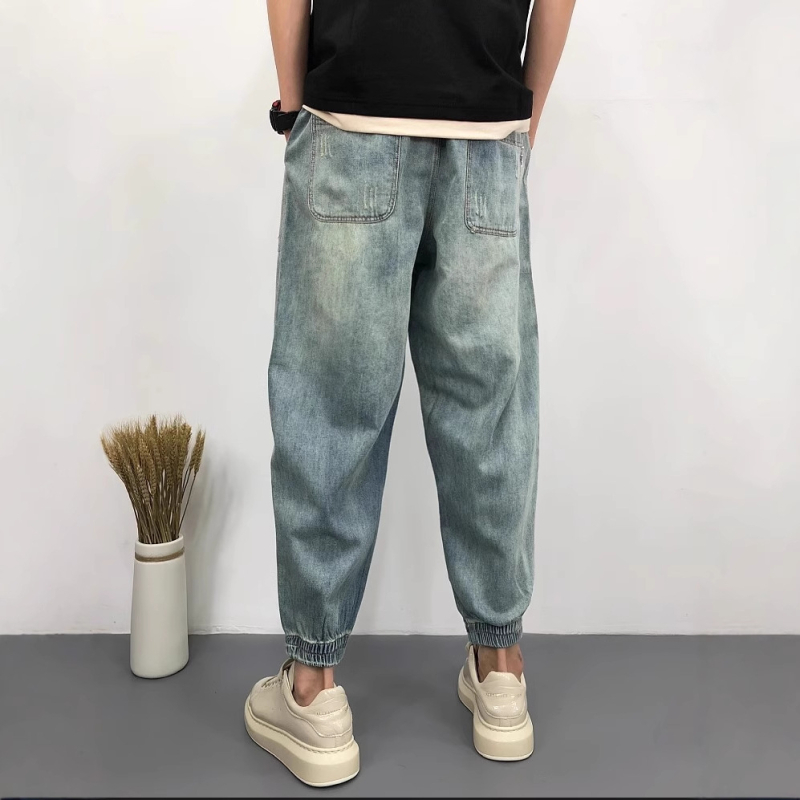 Muške lagane široke traperice od pamuka, svijetle boje, casual američki street style.