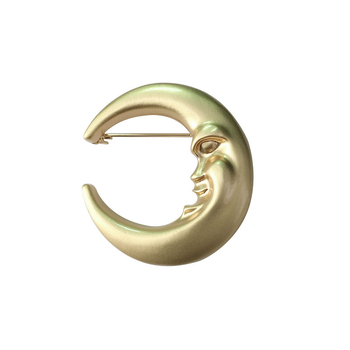 Modna francuska retro broš s mat zlatim polumjesecom – Kind Moon Grandma, elegantan minimalistički pin