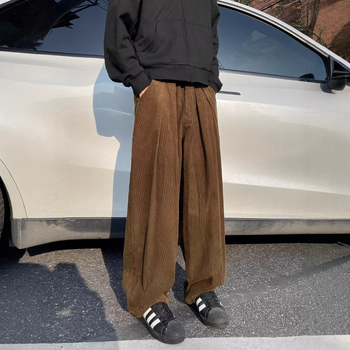 Muške hlače od corduroya za jesen-zimu, američkog stila clean-fit casual, široke nogavice