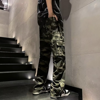 Nohavice američkog stila hip-hop, maskirane radničke hlače, muške ljetne ležerne široke hlače