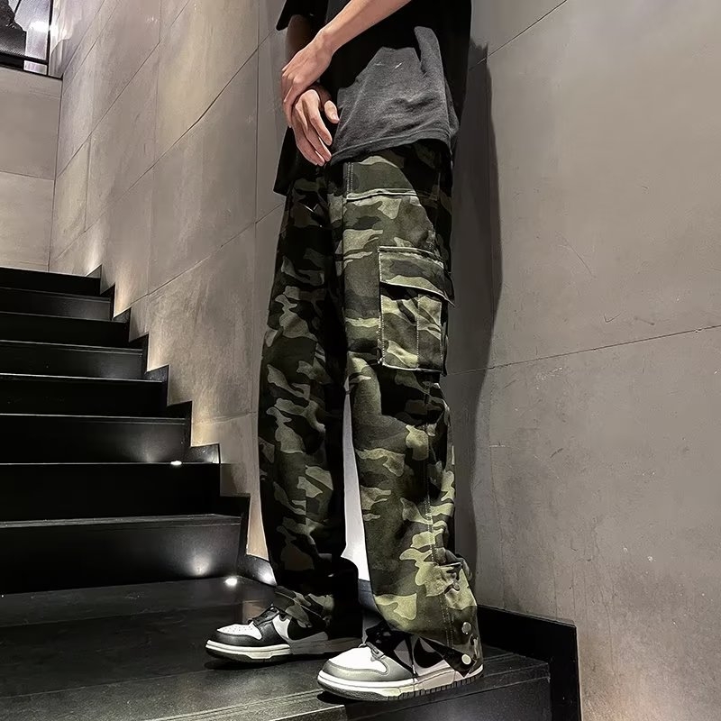Nohavice američkog stila hip-hop, maskirane radničke hlače, muške ljetne ležerne široke hlače