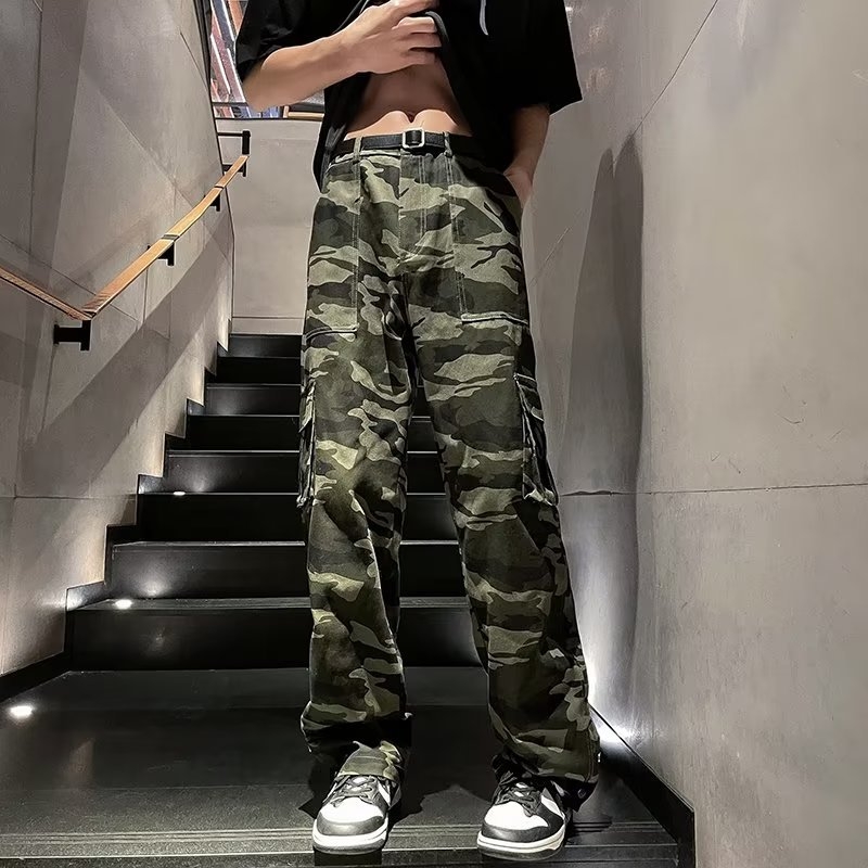 Nohavice američkog stila hip-hop, maskirane radničke hlače, muške ljetne ležerne široke hlače