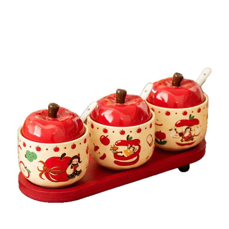 Keramički set posuda za začine s motivom Vintage Apple Girl
