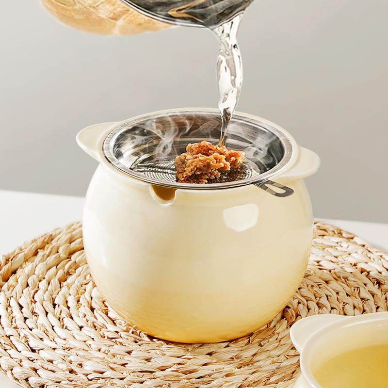 Keramički kuhinjski spremnik za masnoću 1400 ml, s dvije ručke, velik kapacitet, otporan na visoke temperature, spremnik za vruće ulje i začine, uz uključenu malu žlicu