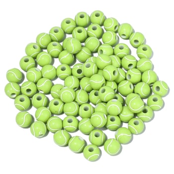 50 komada akrilnih perlica s tenis motivom, okrugle 11 mm, za DIY rukotvorine i raniju edukaciju