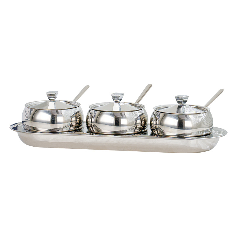 Set začina od nehrđajućeg čelika 304 – premium lagani luksuz: solnjak, šećernica i posuda za ljutu papriku za kućnu kuhinju