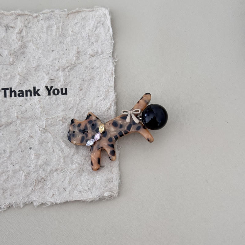 Ženska kopča za kosu s mačjim motivom i leopard uzorkom, duckbill kopča za šišak