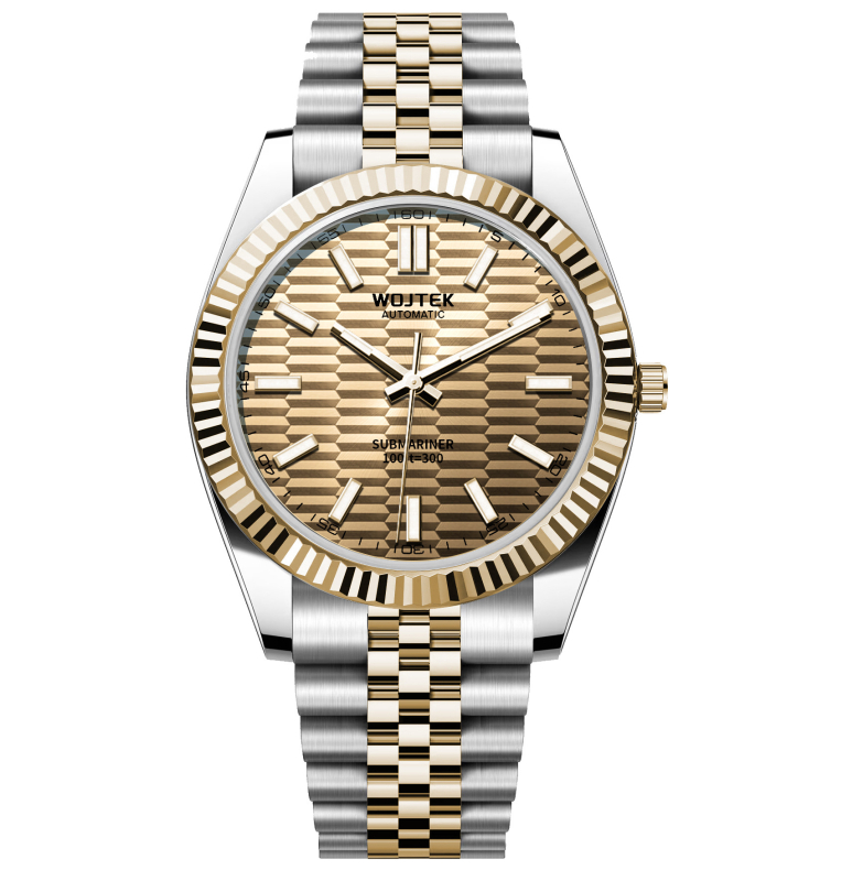 WOJTEK Pánske hodinky s plne automatickým mechanickým pohonom, luminiscenčné indexy, nerezový náramok, biznis štýl, Model 850