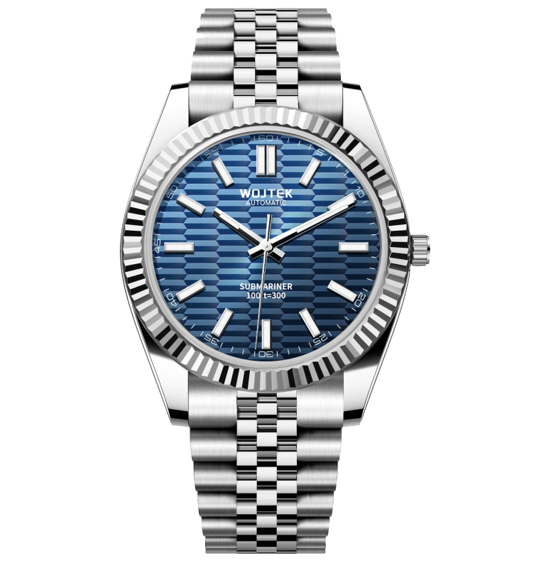 WOJTEK Pánske hodinky s plne automatickým mechanickým pohonom, luminiscenčné indexy, nerezový náramok, biznis štýl, Model 850