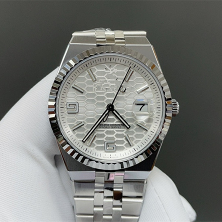 Pánske mechanické hodinky s puzdrom a nerezovým oceľovým remienkom, 43 mm ciferník, safírové sklo, ciferník s plástovým vzorom v ľadovo modrej farbe, svetelný dátum, pohon 9015