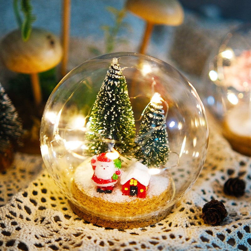 Božićni DIY dekorativni set: snježna kugla s staklenom kupolom za zimski mini krajolik, ručna izrada