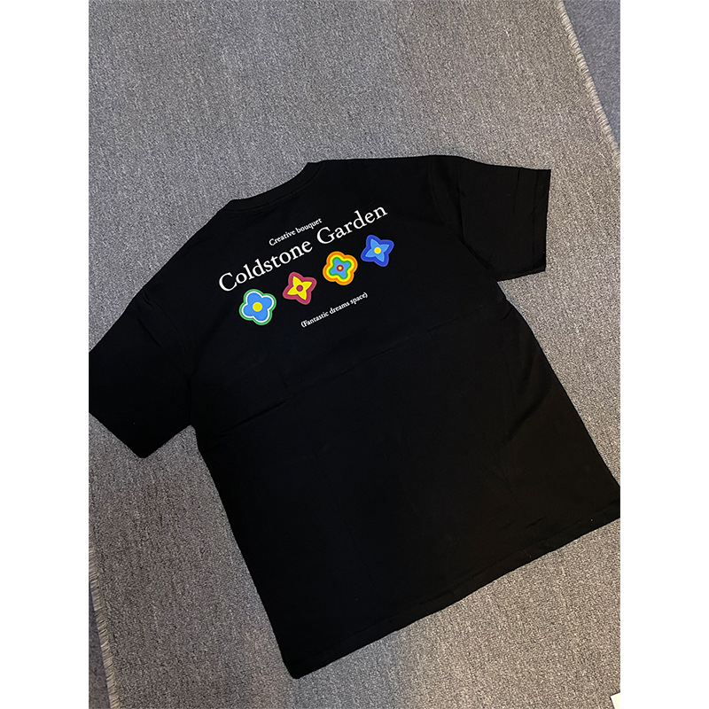 Cleanfit Muška majica s cvjetnim printom za četiri sezone, kratki rukav, 100% pamuk, casual stil